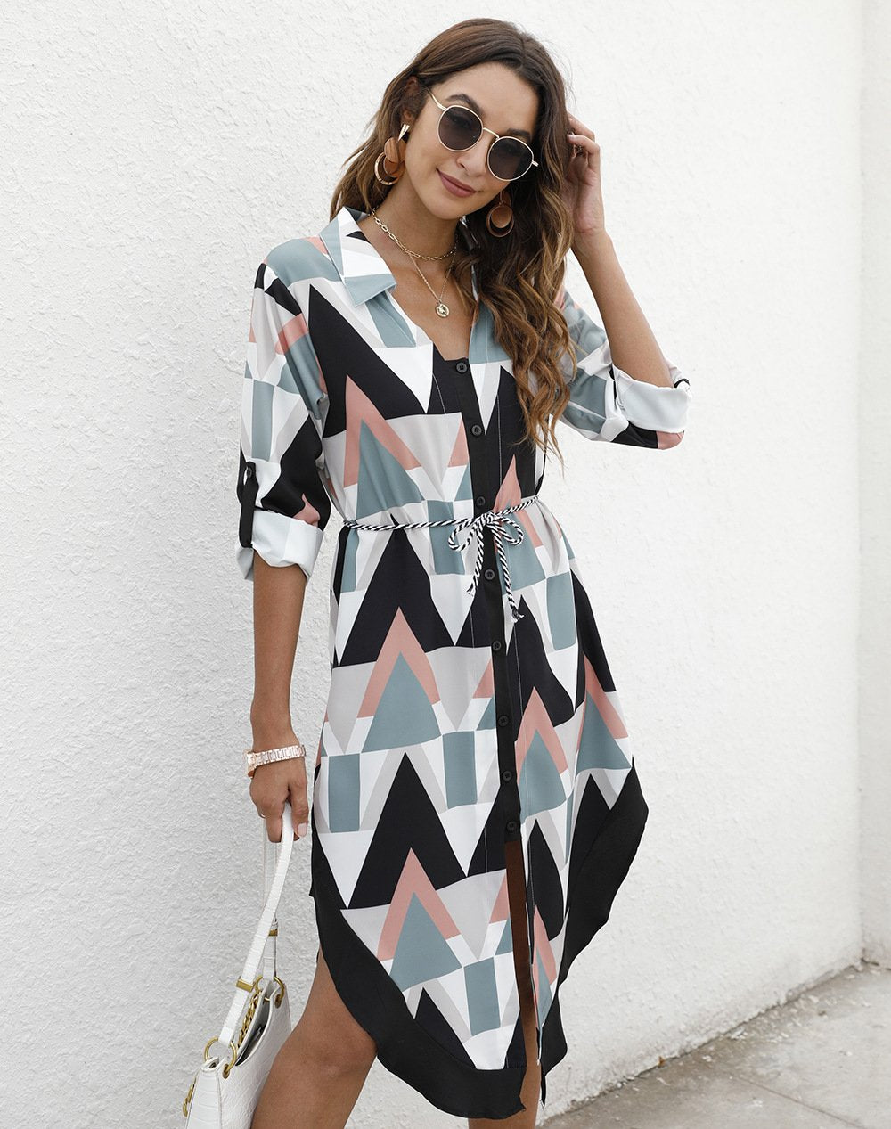 Leisure Long Sleeves Women Short Fall Shirt Dresses-STYLEGOING