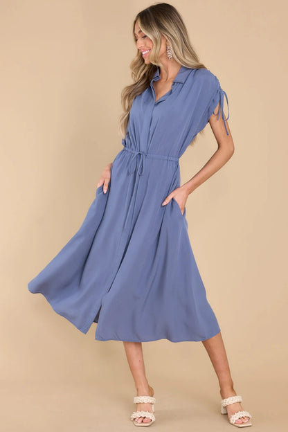 Summer Drawstring Design Midi Dresses