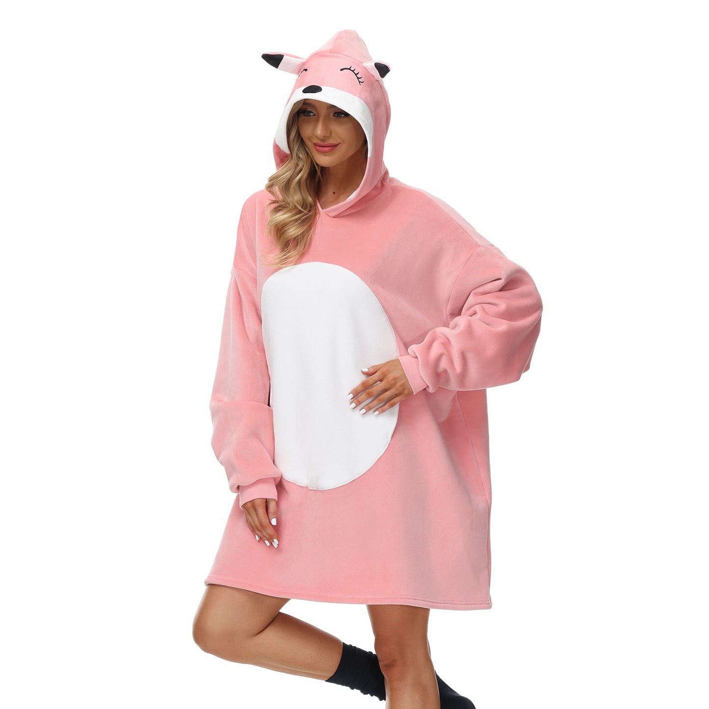 Rainbow Print Winter Warm Hoodies Wearable Sleepwear Blanket