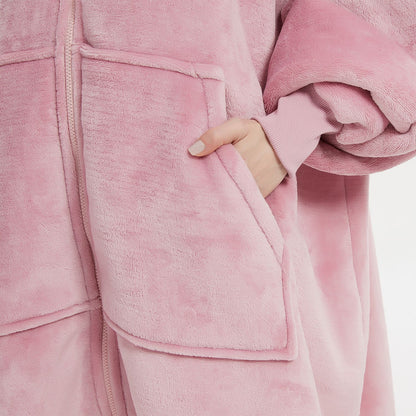 Warm Thick Plus Sizes Wearable Fleece Throw Blanket for Couple