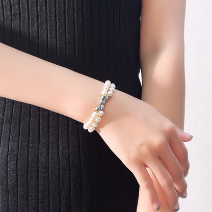 Fashion Butterfly Design Sterling Silver Pearl Bracelets