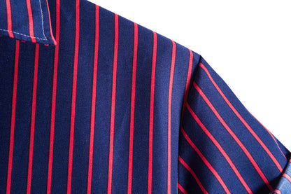 Leisure Purple Striped Summer Short Sleeves Shirts for Men