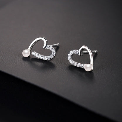 Desined Pearl Sterling Silver Earrings Studs for Women