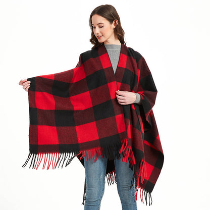 Winter Tassels Shawls Cape for Women