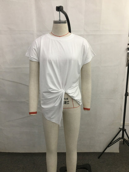 Simple Designed Irregular Women Summer T Shirts