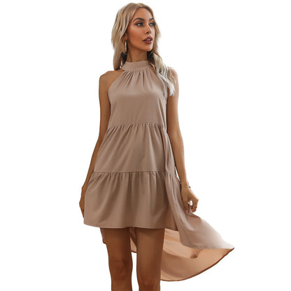 Elegant Halter Asymmetry Women Dresses