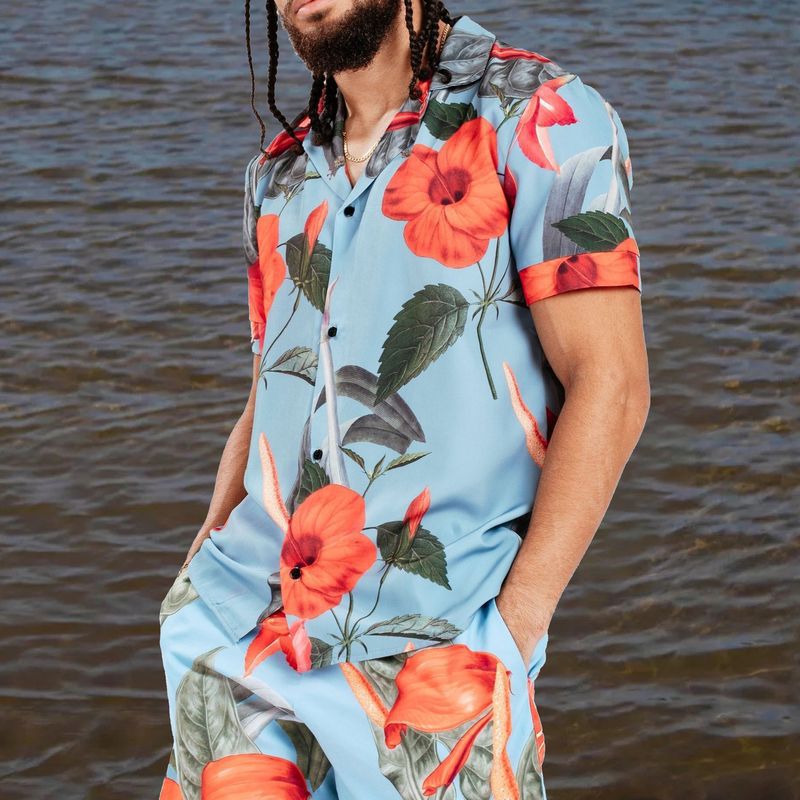 Men's Summer Beach T Shirts and Shorts Set
