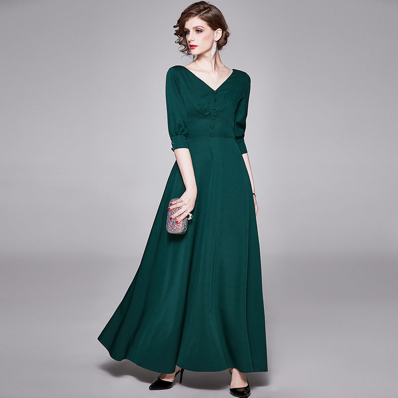 Elegant V Neck Long Evening Party Dresses