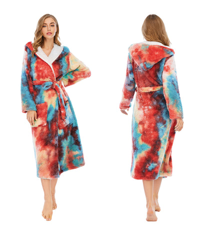 Women Dyed Fleece Casual Winter Hoodies Sleepwear with Pocket