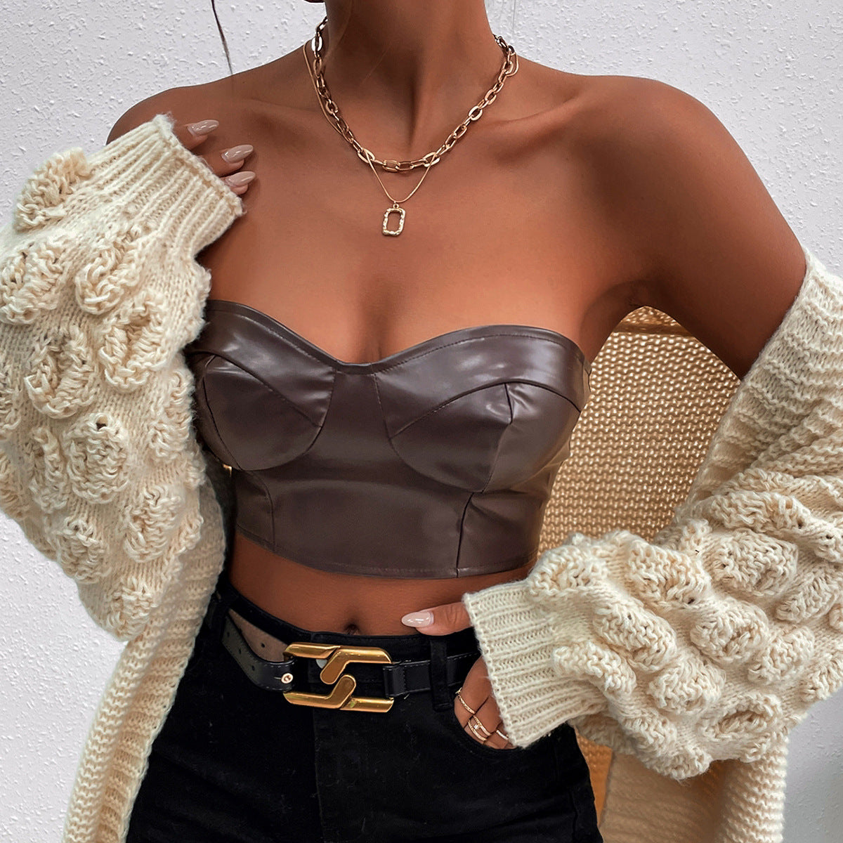 Sexy Strapless Midriff Baring Short Tops
