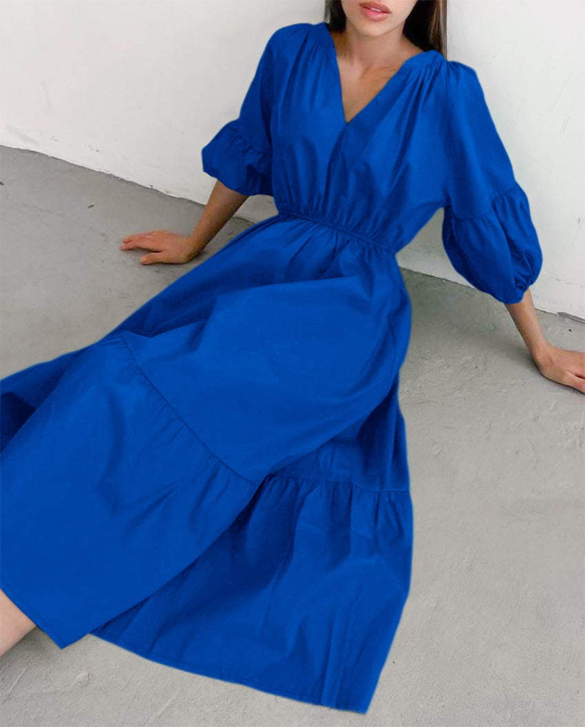 Women High Waist A Line Midi Dresses