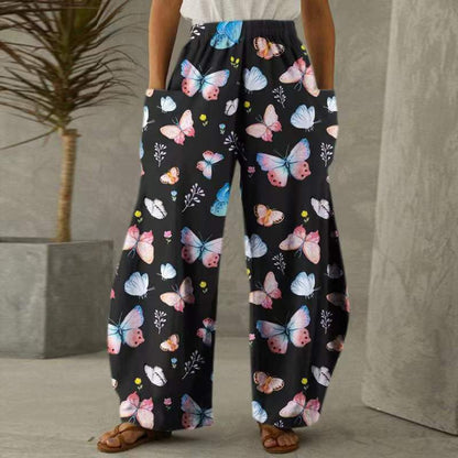 Casual Natural Waist Wide Legs Summer Long Pants
