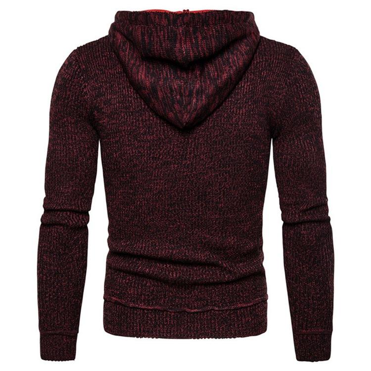 Men Knitting V Neck Zipper Hoody Sweaters-STYLEGOING