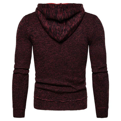 Men Knitting V Neck Zipper Hoody Sweaters-STYLEGOING