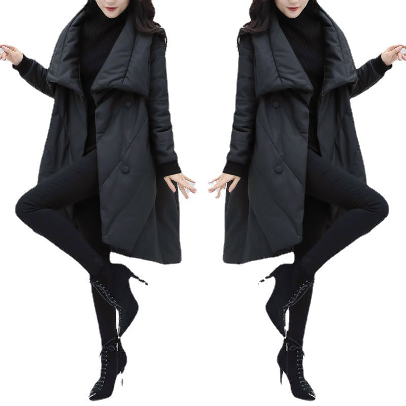 Black Women Cape Style Winter Overcoat