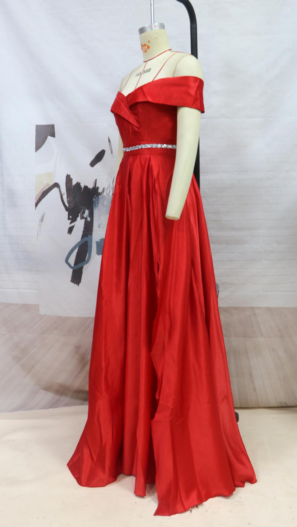 Red Off The Shoulder Long Evening Dresses