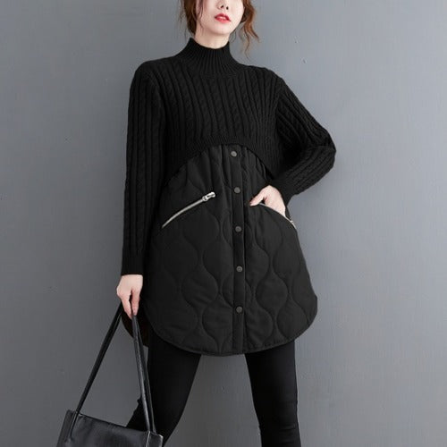Women High Neck Winter Knitting Pullover Overcoat