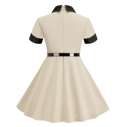 Vintage Short Sleeves Kids Dresses with Belt