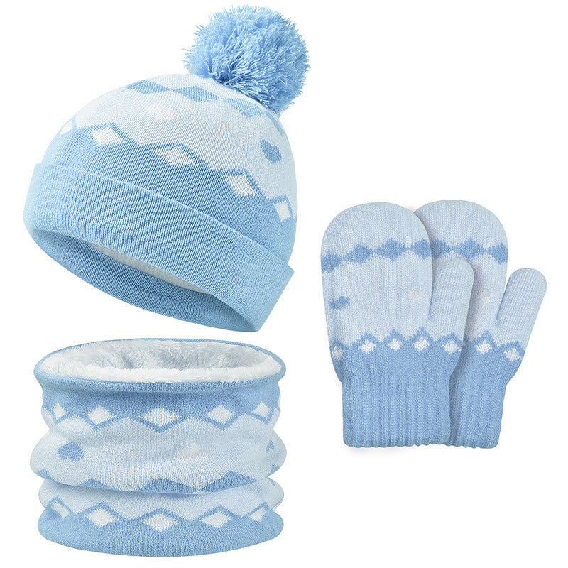 Winter Knitting Hats Gloves Scarfs 3pcs/set