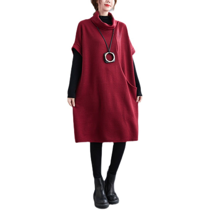 Elegant Turtleneck Plus Sizes Loose Dresses