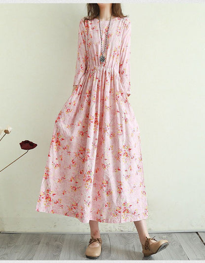 Vintage Cotton Women Plus Sizes Long Dresses