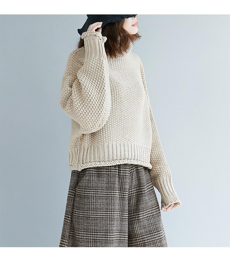 Women High Neck Knitting Sweaters-STYLEGOING