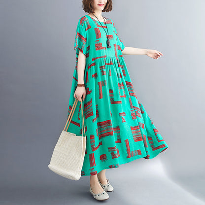 Summer Linen Short Sleeves Long Cozy Dresses