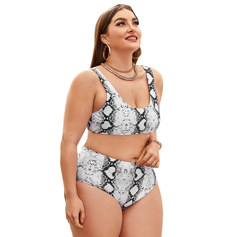 Women Snake Print Plus Sizes Bikinis Swimsuits