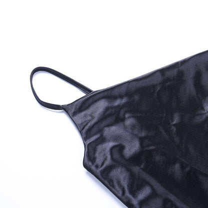 Sexy Split Front Satin Suspender Dresses