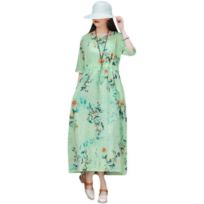 Ethinc Line Summer Half Sleeves Women Long Dresses