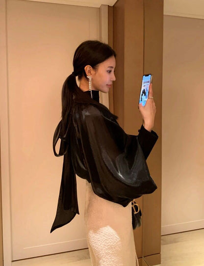Elegant High Neck Designed Women Top Shirts