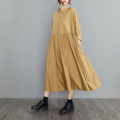 Vintage Stand Collar Plus Sizes Fall Shirts Dresses