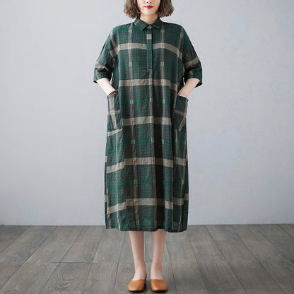 Summer Casual Linen Plus Sizes Midi Dresses
