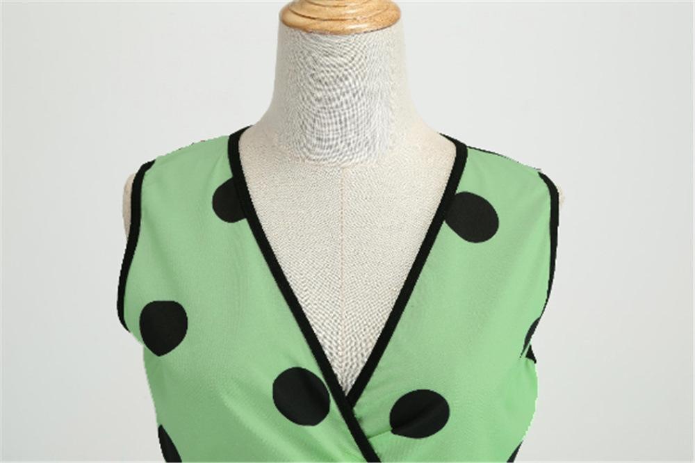 Casaul Sleeveless Dot Print Vintage Dresses-STYLEGOING
