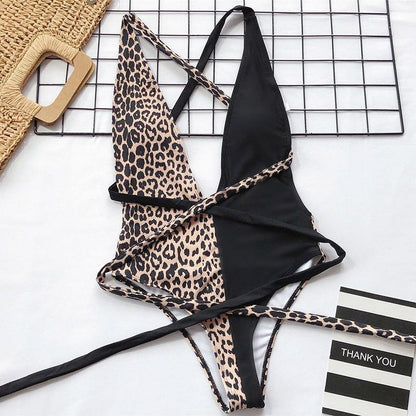New Sexy V-neck Backless One Piece Swimwear-STYLEGOING