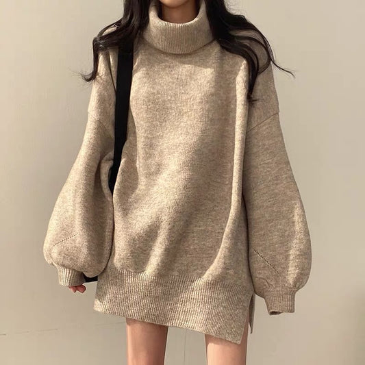 Turtleneck Knitting Long Pullover Sweaters for Women
