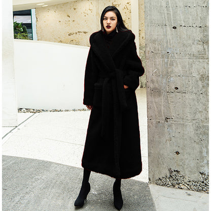 Luxury Women Fashion Long Fur Overcoat for Winter
