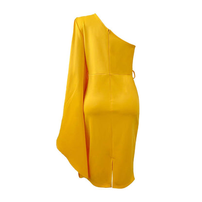 One Shoulder High Waist Plus Sizes Sexy Women Dresses-STYLEGOING