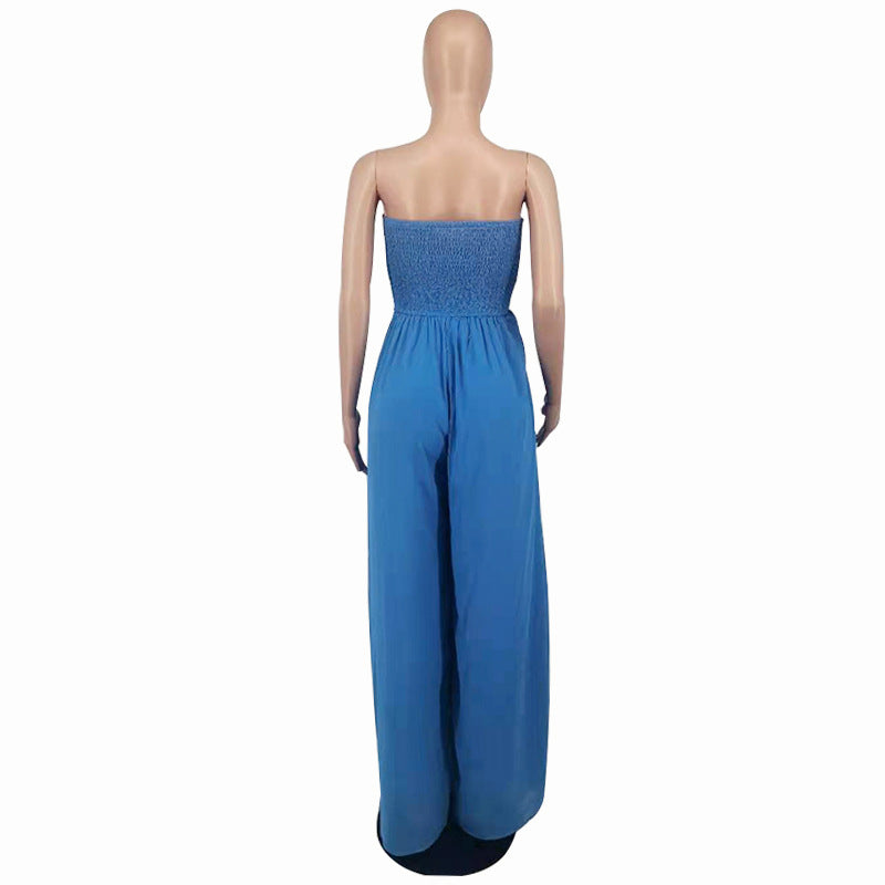 Sexy Strapless High Waist Chiffon Summer Jumpsuits