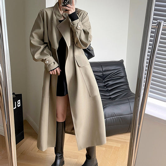 Casual Fashion Women Long Overcoats with Belt