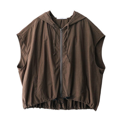 Women Linen Drawstring Leisure Fall Jacket-STYLEGOING