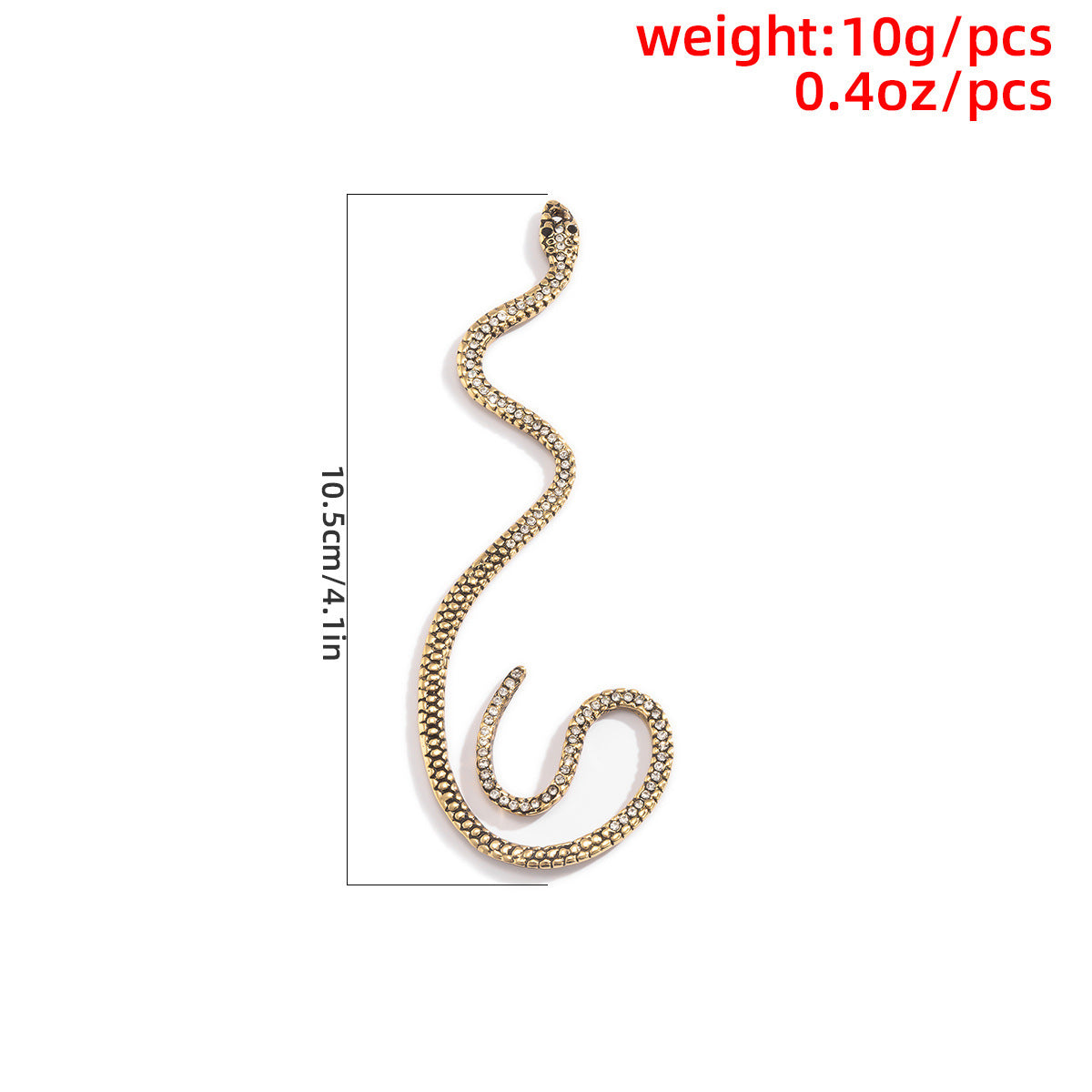 Exaggrate 3D Rhinestone Snake Shape Alloy Earrings