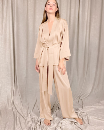 Women Satin Lace Up Fall Sleepwear Suits for Women