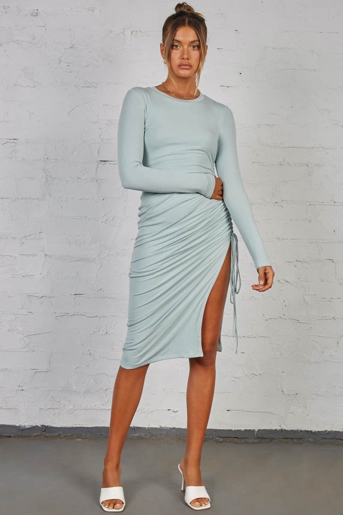 Sexy High Waist Irregular Long Sleeves Dresses