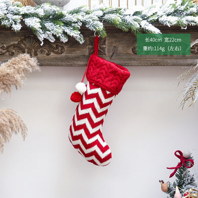 Merry Christmas Knitting Elk Design Stocking Gift Bags 4pcs/Set