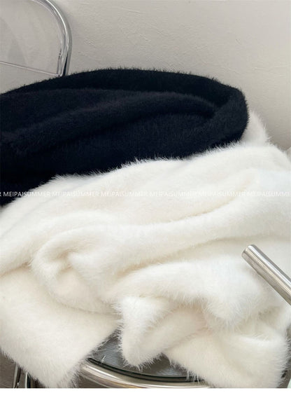 Casual Velvet Mink Long Knitting Cardigan Coats for Women