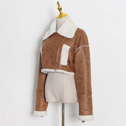 Luxury Motorcycle Sheep Fleece Jacket Coat for Winter