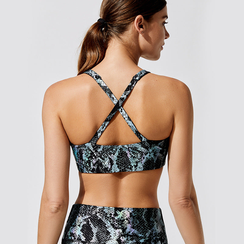 Sexy Elastic Snake Print Sports Suits