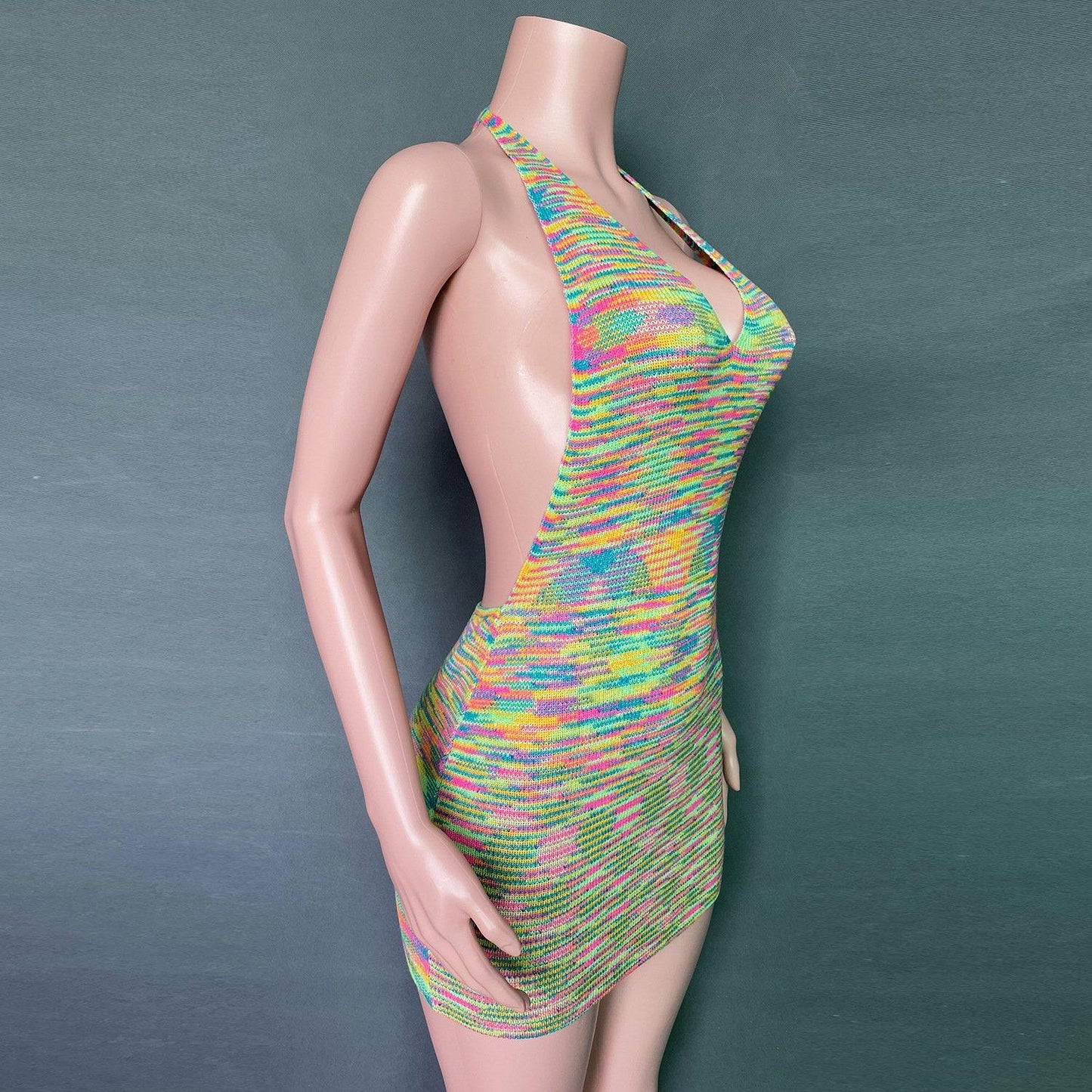 Summer Backless Sexy Knitting Dresses-STYLEGOING
