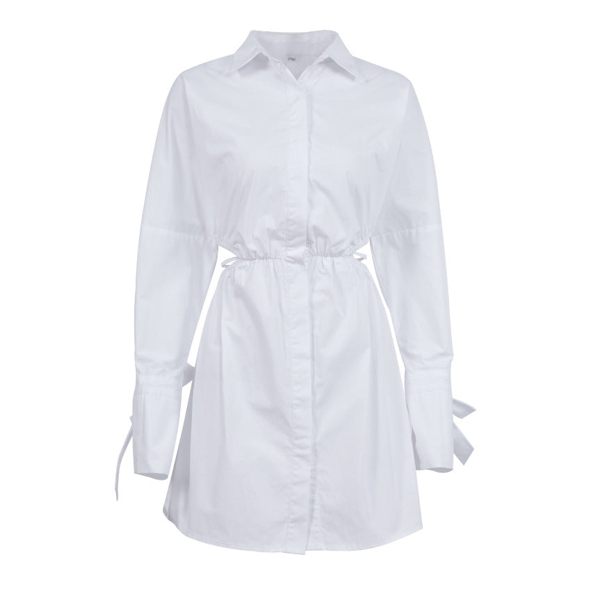 Sexy Waist Baring Long Sleeves Women Short Shirts Dresses